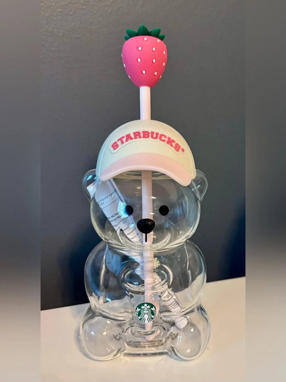 2026 New Starbucks Pink Bearista Bear Cup Tumbler Strawberry Topper Baseball Cap